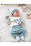 Baby Boy 01 Embroidered, Striped, with Hat, 0-3-6-9 Months Newborn 2-Piece Jumpsuit Set - 2