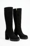 Omenla chunky heel women's boot in black suede - 2