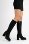 Omenla chunky heel women's boot in black suede - 6