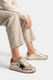 Alen glitter side star genuine leather women's sports shoes gold