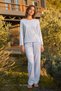Women's Patterned Cotton Blue Bottom-Top Pajama Set