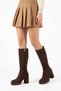 Omenla chunky heel women's boot in coffee suede