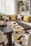 Mustard Brown Beige Modern Geometric 4-Piece Throw Pillow Cover Runner Set - 2