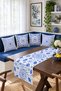 Blue and White Marine Fish Patterned 4-Piece Throw Pillow Cover Runner Set - 4