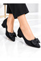 Paris Black Bowknot 3 cm Block Heeled Shoes Nk3224 - 2