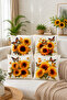 Yellow Sunflower Butterfly Floral 4-Piece Throw Pillow Cover Runner Set - 2