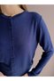 Women's Navy Blue Crew Neck Knitwear Cardigan - 3