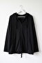 Black Hooded Raglan Sleeve Zippered Pocket Star Appliqué Casual Tencel Woven Jacket 75 66 - 4