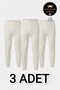 3-Pack Cream Color Cotton Men's Underwear - 1. Quality Interlock Fabric Winter Long Johns - Special Manufacturing Sleep Band with Gift