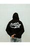 Black Oversize Hooded Sweatshirt Cotton Printed Unisex