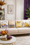 Pastel Pumpkin Purple Yellow Autumn 4-Piece Throw Pillow Cover Runner Set - 3