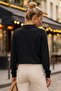 Black Polo Collar Cuffed Sleeves Half Placket Buttoned Scarf Necklace Casual Knitwear Sweater 63 63 - 8