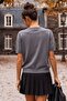 Gray Melange V-Neck Short Sleeve Casual Knitwear Sweater with Decorative Buttons on the Front and Non-Stitched Edges 58 60 - 7