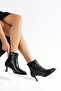 Black Heeled Boots for Women with Capsule Detail - 6