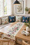 Navy Blue Cream Vintage Floral 4-Piece Throw Pillow Cover Runner Set - 2