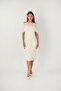 Three-Dimensional Fabric Bolero Detailed Pencil Dress - Cream