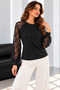 Elegance with Tulle Sleeves – Women's Stylish Viscose Blouse with Ribbed Detail - 2