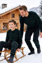 Men's Khaki Plaid Pattern Long Sleeve Father-Son Thermal Soft Fabric Winter Warm Pajama Set