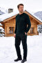 Men's Khaki Plaid Pattern Long Sleeve Father-Son Thermal Soft Fabric Winter Warm Pajama Set - 2