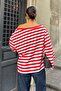 Women's Red Striped Off-Shoulder Oversize Blouse - 8