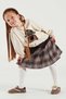 Girl's Printed Sweat Plaid Skirt Set - 2