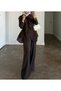 Pleated Tie-Waist Trouser Suit - Brown - 2