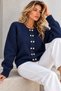 Women's Soft Textured Button Detailed Knit Sweater