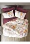 Flos burgundy double duvet cover set