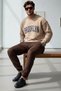 Men's Reverse Stitch Detailed Crew Neck Baggy Tracksuit Top and Bottom Set - 6