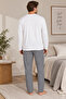 Men's Cotton Striped Patterned Pajama Set with Pockets - 4