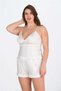 Arias Closet Plus Size Ecru Satin Shorts Set - 2