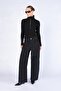 Women's Black High-Necked Knitwear with Gold Snap Detail - 2