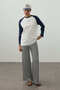 Combined Raglan Sleeve T-Shirt Navy Blue - 4