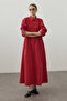 Beli Curved Hem Shirt Dress Red - 4