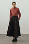 Pile Detailed Maxi Skirt Bitter Brown - 2
