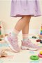 Girls' Glittery Floral Figured Velcro Sports Shoes Thick Sole Comfortable Daily Sneaker School Shoes
