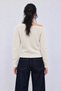 Women's Cream Boat Neck Soft Textured Knitwear Sweater - 4