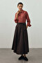 Pile Detailed Maxi Skirt Bitter Brown