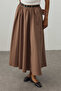 Small Plaid Gathered Skirt Camel - 6