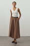 Small Plaid Gathered Skirt Camel - 4