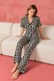 Women's Buttoned Collar Detailed Casual Black Pajama Set - 2