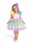 Girl's Pastel Colored Floral Detailed Tulle Princess Dress - Special Occasion Dress with Crown 2809-Y - 3