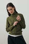 Soft Textured High-Necked Knitwear Khaki - 4