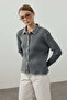 Süzene Embroidered Buttoned Cardigan Anthracite - 4