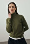 Soft Textured High-Necked Knitwear Khaki - 6