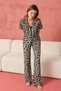 Women's Buttoned Collar Detailed Casual Black Pajama Set - 5