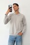 Men's Stand Collar Half Zipper Brand Printed Sweatshirt Gray - 6042 - 4