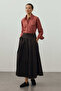 Pile Detailed Maxi Skirt Bitter Brown - 3