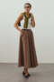 Small Plaid Gathered Skirt Camel - 3