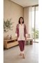 Women Co-ord Set, Ivory & Wine Layered Print